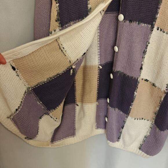 Vintage Dressbarn 22/24 3XL Grandma Cottage Core Long Sleeve Patchwork Cardigan - Picture 3 of 6